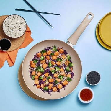 Сковорода ВОК Tefal Delight,28см, алюминий, бакелит, бежевый