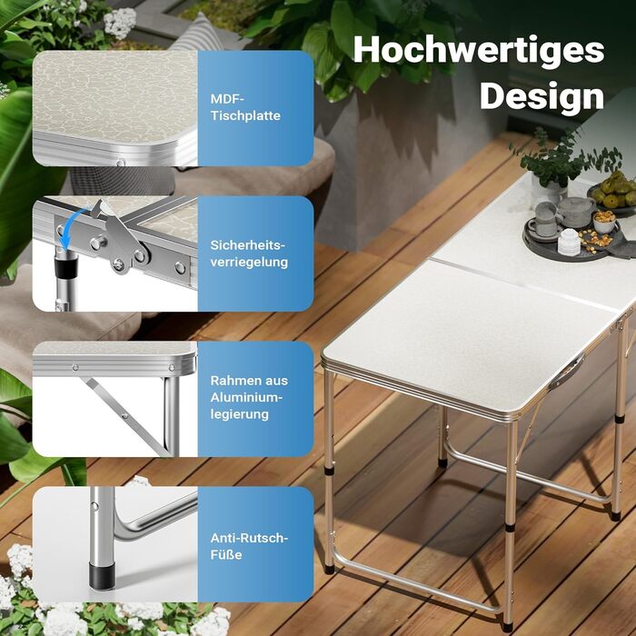 Складной кемпинговый стол 180 x 60 x 70 см Toboli