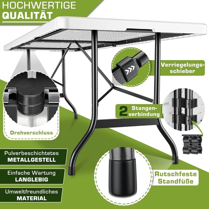 Складной садовый стол 180x75 см белый tillvex