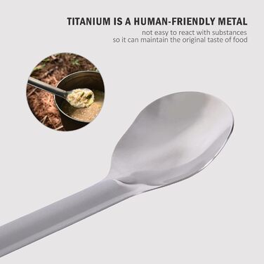 Безмежна подорож Outdoor Титанова ложка з довгою ручкою Spork Ультралегкий кемпінговий полірований посуд Набір столових приборів 2 шт. (Ti1509b)