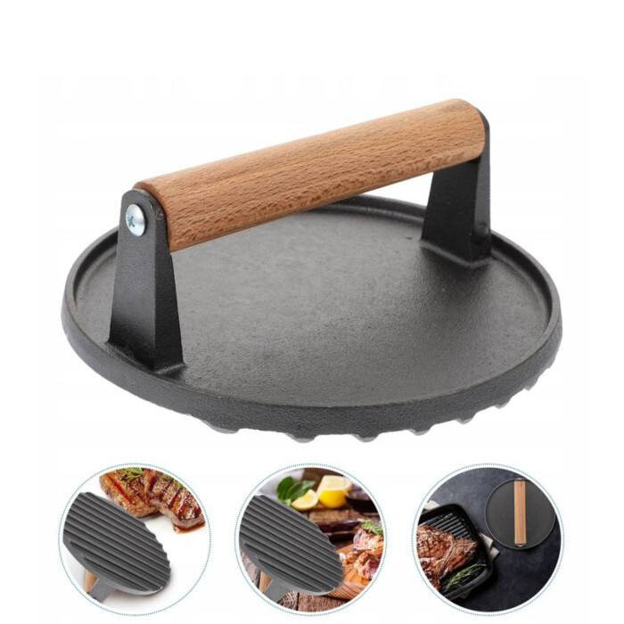 Пресс для мяса чугунный с деревянной ручкой 1,5 кг Ø20 см GRILLI 777185 Код: 012708