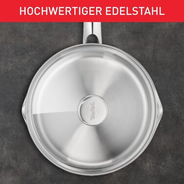 Каструля Tefal Duetto A70542 виготовлена з високоякісної нержавіючої сталі 18/10, градуйована, з кришкою, підходить для всіх типів плит, включаючи індукційні (Guisera 16 см)
