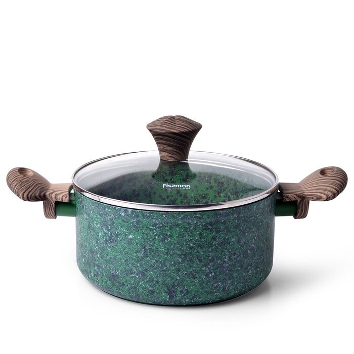Кастрюля со стеклянной крышкой Fissman MALACHITE 24x10,9 см на 4,7 л (4319)
