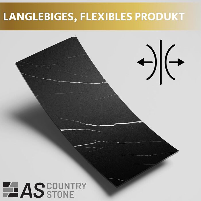 Стінові панелі AS Country Stone під мармур 60x120 см ПВХ-облицювання стіни з пластикових панелей для кухні, ванної кімнати тощо Панель кухонного фартуха (, чорний)