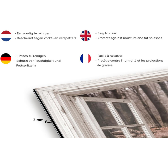 Панель кухонного фартуха, бризкозахисна панель, декор для кухні, алюмінієва панель, бризкозахисна панель для плити, альтернатива скляній панелі, чорна - з малюнком - суцільна - чорна - темна - (вид з вікна на шотландську високогірну худобу, 60x40 см)