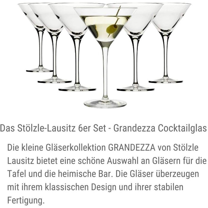 Коктейльні чаші 240 мл, набір з 6 келихів, Grandezza Stölzle Lausitz