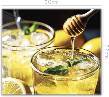 Фартух для плити timalo, настінна раковина, кухонний фартух, скляний вигляд Акрилове скло 2 мм Скляний фартух, акрилові скляні кухонні панелі, захисна панель для фартуха Мармурове біле золото (60x52 см, 97- Лимонад)