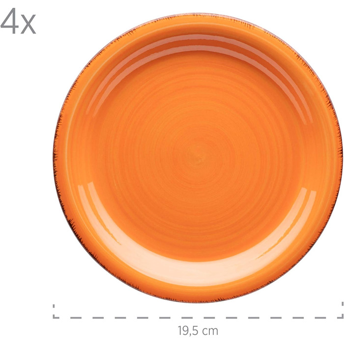 Вінтажний набір посуду з 16 предметів на 4 персони, комбінований керамічний сервіз з ручним розписом, барвистий, керамограніт (бірюзовий/рожевий/помаранчевий/жовтий), 931499 Bel Tempo II
