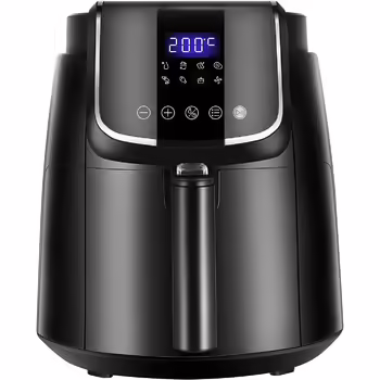 Фритюрница Midea 3,5 литра, безмасляная фритюрница 1500 Вт, 8 предустановленных функций, технология Rapid Air, 81 рецепт в формате PDF, напоминание о встряхивании, таймер 60 мин, интеллектуальный контроль температуры, черный