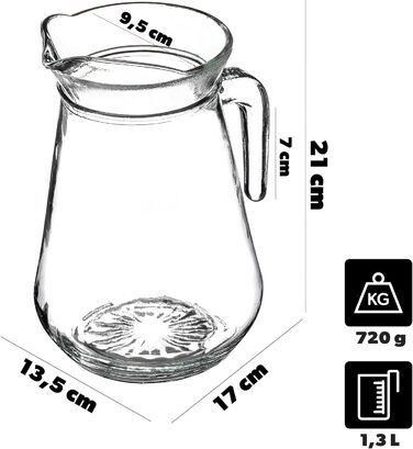 Скляний глечик з носиком та зручною ручкою 1,3 л KADAX