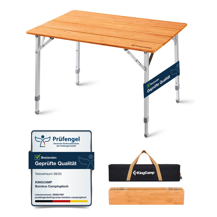 Складний бамбуковий стіл для кемпінгу 65 x 50 см KingCamp