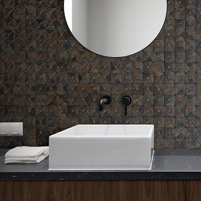 Фартух DICOFUN з мідної плитки, що знімається та клеїться, нержавіюча сталь, для кухні, металевий, фартух для плити, 0 листів (10, рустикальний сланець)