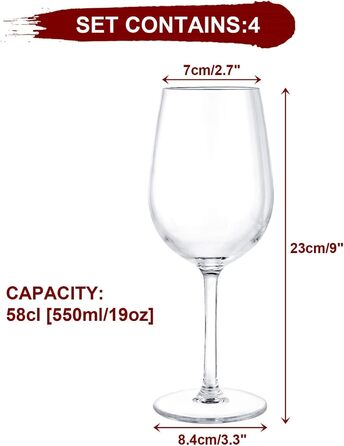 Набор из 4 пластиковых винных бокалов 550 мл FWEEK