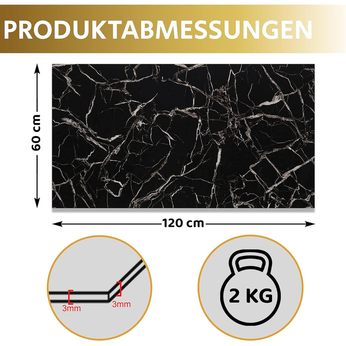 Стінові панелі AS Country Stone під мармур 60x120 см ПВХ-облицювання стіни з пластикових панелей для кухні, ванної кімнати тощо Панель кухонного фартуха (4 шт., чорно-білий колір)