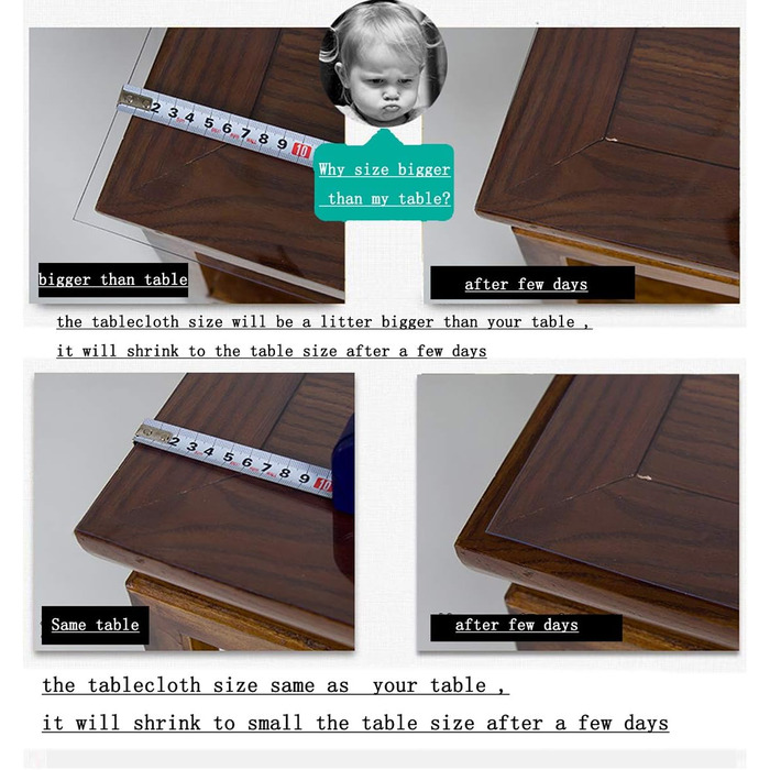 Прозора скатертина Ever Fairy, захисна плівка для столу з ПВХ 2,0 мм, килимок для кухні, їдальні, дерев&39яних меблів, захисний чохол (60 x 110 см) (прозора прямокутна 2 мм, 240 x 100 см (прямокутна))