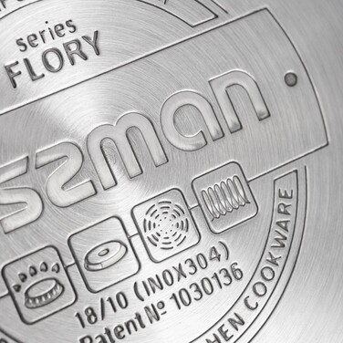 Набір посуду Fissman 6 предметів FLORY зі скляними кришками нержавеющая сталь (5836)