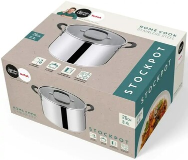 Tefal Каструля Jamie Oliver Home Cook, 8.4 л, з кришкою, нержавіюча сталь, силікон