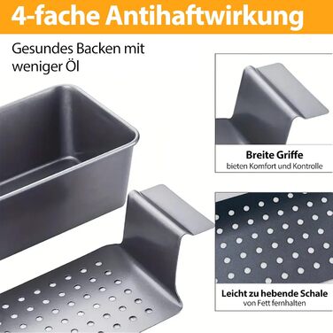 Форма для випікання хліба сталева зі знімною решіткою, чорна