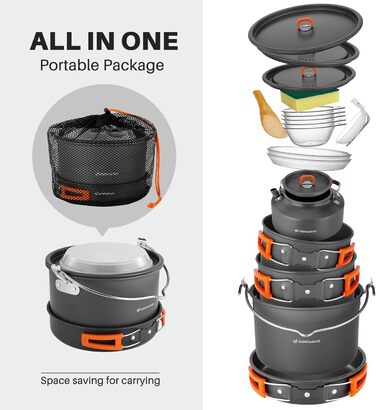 Набір посуду для кемпінгу 16 предметів Odoland