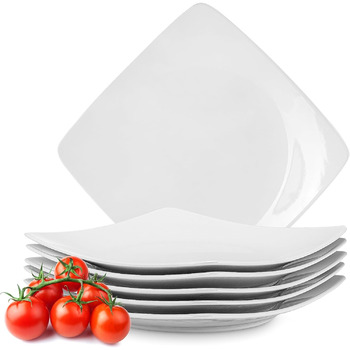 Консимо. Тарелки для завтрака на 6 персон - Набор из 6 тарелок для торта - Керамические десертные тарелки - EPIRI Modern Маленькие тарелки - 221 см - Глянец (Белый)