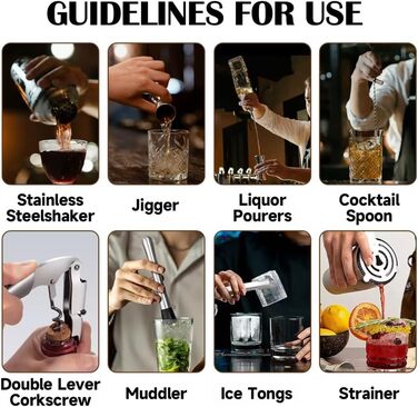 Набір бармена 11 предметів срібний OBALY