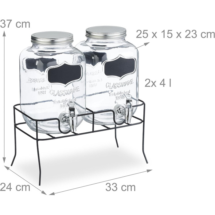 Набор диспенсеров для напитков 2 шт 4 л Relaxdays