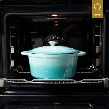 Чавунна жаровня 3,5 л з кришкою 24 см, синя Chefarone