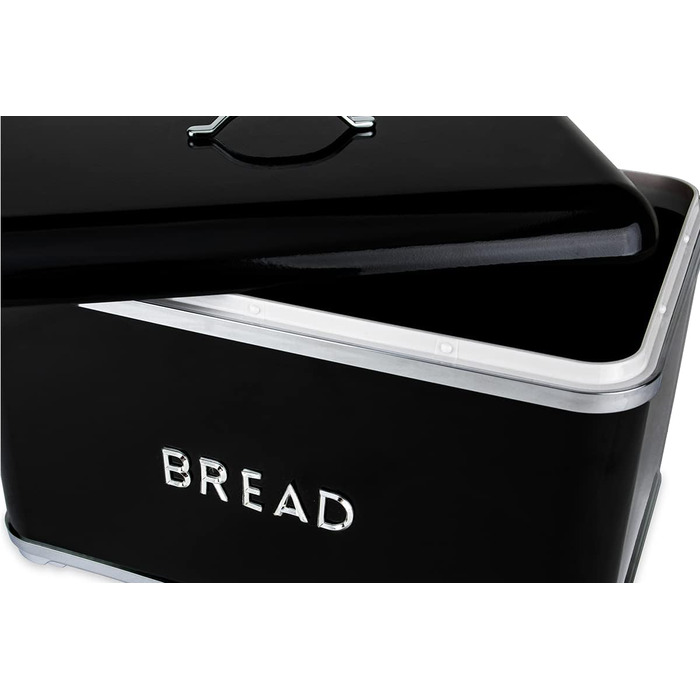 Консімо. MARTI Bread Box Хлібниця Хлібниця Хлібний кошик Контейнер для хліба сталевий (34 x 15 x 21 см, чорний)