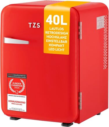 Міні-холодильник 40 л червоний TZS First Austria
