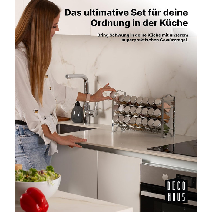 Підставка для спецій трирівнева з 24 баночками, хромована Deco haus