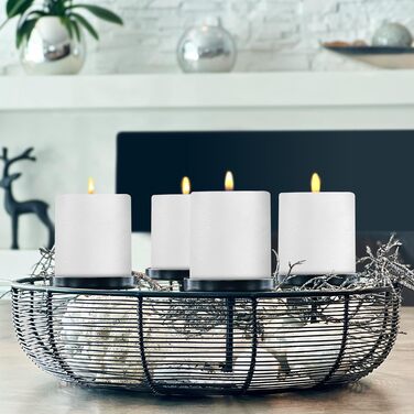 Набір із 4 свічок-стійок Brandsseller 7x10 см Однотонні та виготовлені з парафіну Сільські свічки з тривалим часом горіння Декоративні свічки для прикраси столу, Різдва та вечірок (7 x 10 см Набір із 4 шт. , білі)