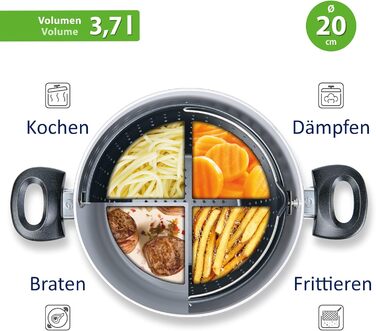 Кастрюля 3,7л с ситом-вставкой и стеклянной крышкой 20 см Cerafit Magic Pot Genius