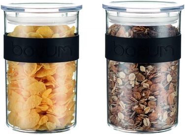 Набір із 2 банок 0,6 л з кришками, прозорий пластик Presso Bodum