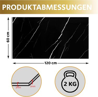 Стінові панелі AS Country Stone під мармур 60x120 см ПВХ-облицювання стіни з пластикових панелей для кухні, ванної кімнати тощо Панель кухонного фартуха (, чорний)