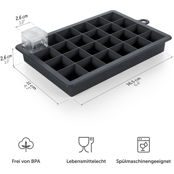 Силіконові формочки для льоду Blumtal 2x24 - Формочка для льоду - Силіконова формочка для льоду для кубиків льоду 2,6 см - 2 x формочки для льоду розміром M - Льодогенератор без BPA 2 шт. - Чорний, синій - Чорно-сині кубики M Чорний, синій - Чорно-синій