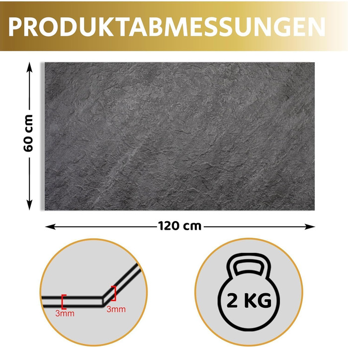 Стінові панелі AS Country Stone під мармур 60x120 см ПВХ-облицювання стіни з пластикових панелей для кухні, ванної кімнати тощо Панель кухонного фартуха (4 шт., Darkstone)