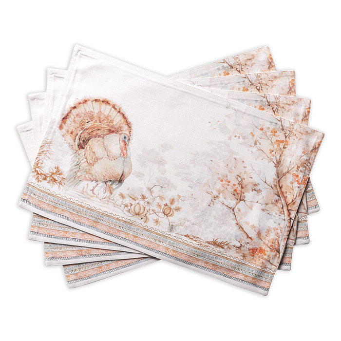 Бавовняні килимки для серветок, набір з 4 шт. , декоративні килимки для серветок, пасхальні килимки, що миються, для свят, вечерь, весни, літа (33 см x 48 см) (24 - Подяки), 39Hermine 100