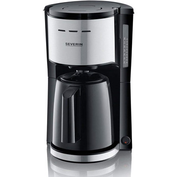 Фільтр-кавоварка SEVERIN з термоглечиком, кавомашина до 8 чашок, приваблива фільтр-машина з вакуумним глечиком, чорна, KA 9306 (1000 Вт)