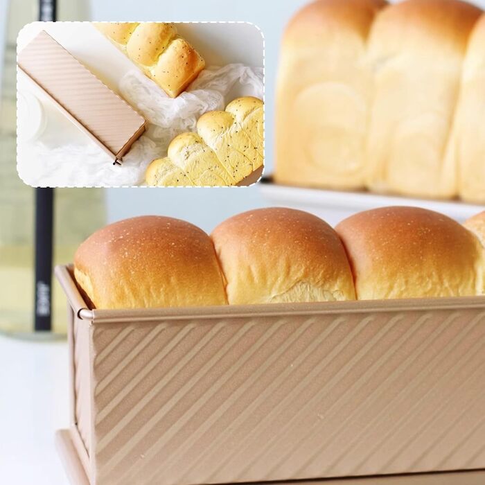 Форма для випікання тостового хліба 1000 г з кришкою, 32 x 12 x 11 см, золотистий Biluer