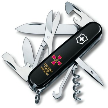 Ніж Victorinox Climber Army 91мм/14функ/чорн /Емблема ЗСУ + Напис ЗСУ