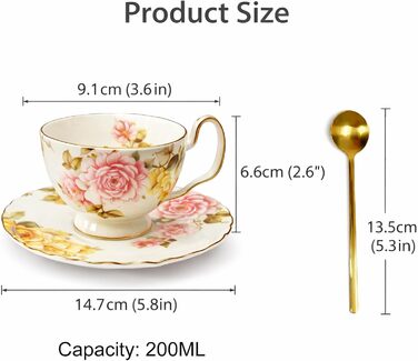 Керамічна чайна чашка з блюдцями та ложками (літо)