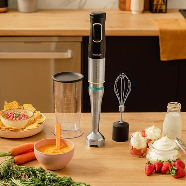 Ручний блендер 1200 Вт Katana чорний з насадкою-віничком та мірною ємністю 800 мл Cecotec