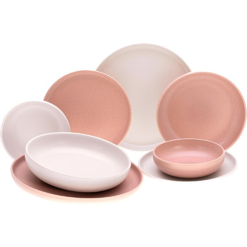 Серия Uno Набор посуды из 16 предметов, комбинированный набор из керамогранита (роза кремовый, столовый сервиз 8 предметов), 22978