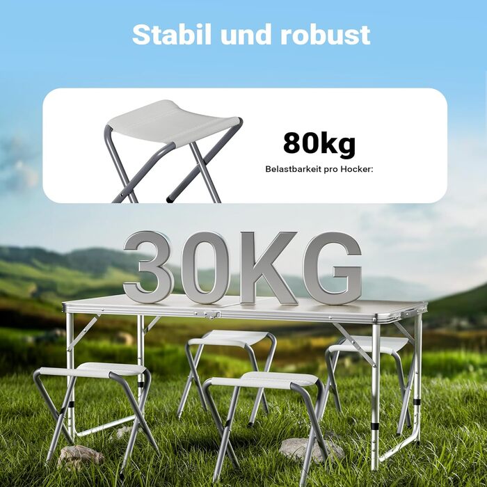 Раскладной кемпинговый стол 120 x 60 x 70 см Wiltec