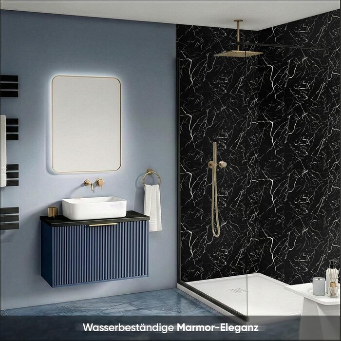 Стінові панелі IZODEKOR під мармур 60x120 см Панель для кухонного фартуха ПВХ-облицювання стін для кухні, ванної кімнати Бризкозахисний екран для кухні Водонепроникний та термостійкий ( панель, Tidal Wave)