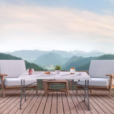 Складаний стіл для кемпынгу 153 х 74 х 74 см білий COSTWAY