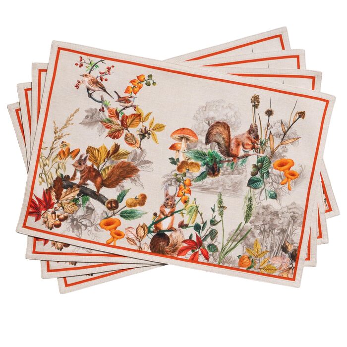 Бавовняні килимки для серветок, набір з 4 шт. , декоративні килимки для серветок, пасхальні килимки, що миються, для свят, вечерь, весни, літа (33 см x 48 см) (12 - Recolte), 39Hermine 100