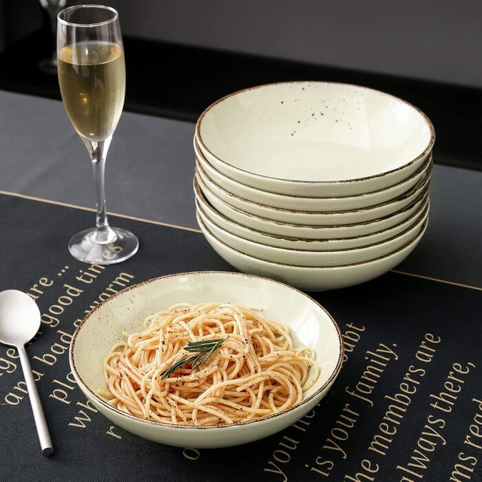 Набір посуду Vancasso на 12 осіб, набір керамічного посуду Navia, комбінований набір з 48 предметів з обідніми тарілками, салатницями, мисками та чашками, вінтажний вигляд, натуральний дизайн