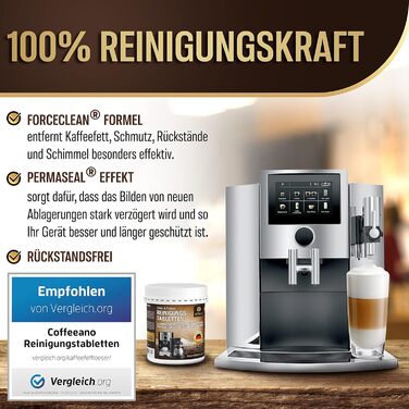 Таблетки для чищення Coffeeano 250 для повністю автоматичних кавоварок та кавоварок. Для Delonghi, Siemens, серії EQ, Jura, Krups, Bosch, Miele, Melitta, WMF та багатьох інших. 250 таблеток (1 упаковка) (Таблетки для чищення, 150 таблеток (1 упаковка))