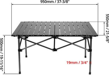 Складной стол для кемпинга 95 х 55 х 50 см черный QWORK